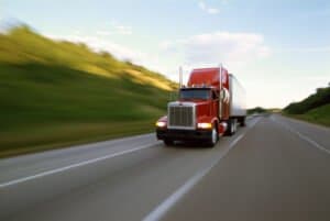 red truck on road