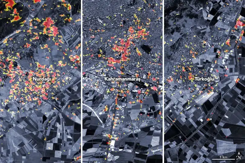 Χάρτης της NASA από δορυφόρους αποκαλύπτει το μέγεθος της καταστροφής στην Τουρκία