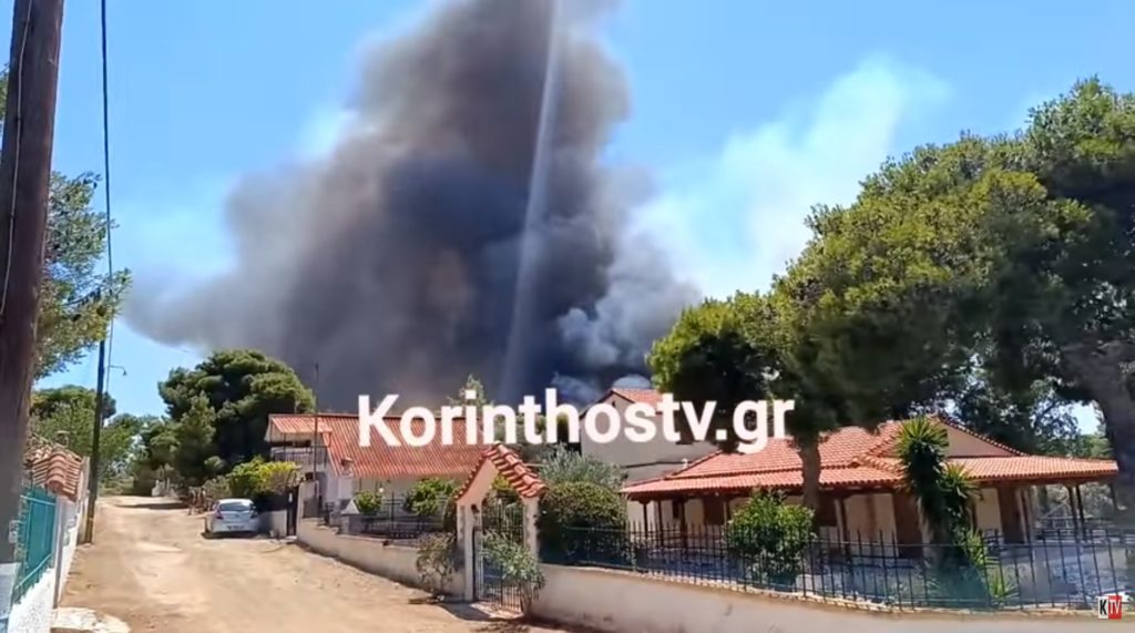 Πυρκαγιά σε δασική έκταση στην Καλλιθέα Λουτρακίου (vid)