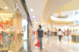 stock photo abstract blur modern shopping mall interior defocused background bokeh light