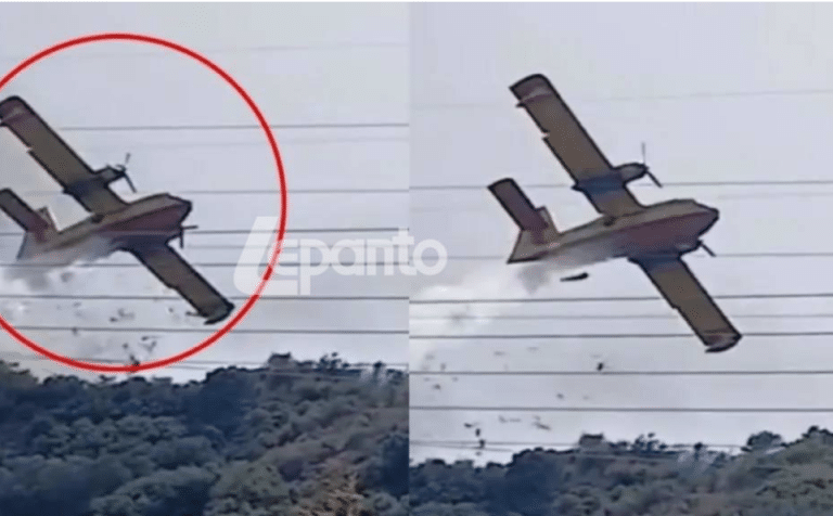 Ναυπακτία: Παραλίγο τραγωδία με Canadair να χτυπά σε δέντρο την ώρα που «βουτάει» στη φωτιά