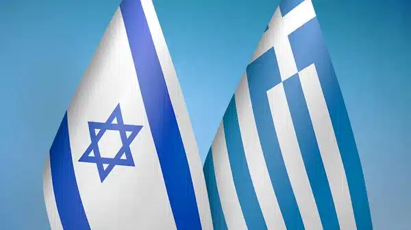 depositphotos 393871806 stock photo israel greece two flags together