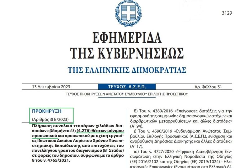 Προκηρύξεις “γίγας” για διορισμό από τον 2ο πανελλήνιο γραπτό διαγωνισμό ΑΣΕΠ