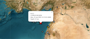 Σεισμός 4.3 Ρίχτερ στην Κύπρο – Σε θαλάσσιο χώρο το επίκεντρο