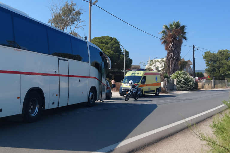 Τροχαίο στην Αρτέμιδα: Σύγκρουση σχολικού πούλμαν με αυτοκίνητο