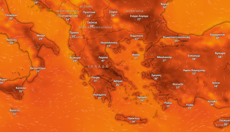 Ακραίος Καύσωνας: Στα ύψη η θερμοκρασία – Σενάριο για 45άρια (vid)