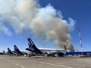 Φωτιά στη Ραφήνα: ‘Εφτασαν στο «Ελευθέριος Βενιζέλος» οι καπνοί-Βίντεο