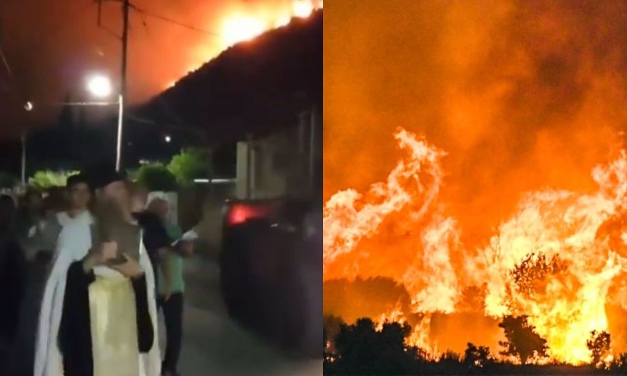 Ζάκυνθος στις φλόγες: Κάτοικοι με ιερές εικόνες έκαναν λιτανεία για τη φωτιά-Βίντεο