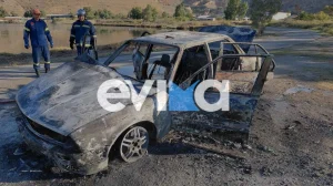 Στις φλόγες τυλίχθηκε αυτοκίνητο στη Λάμψακο Ευβοίας