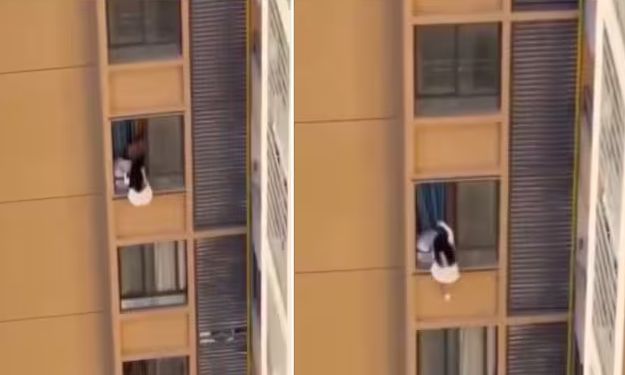 Viral: Ερωμένη κρέμεται από τον 10ο όροφο για να μην τη βρει η σύζυγος! (VID)