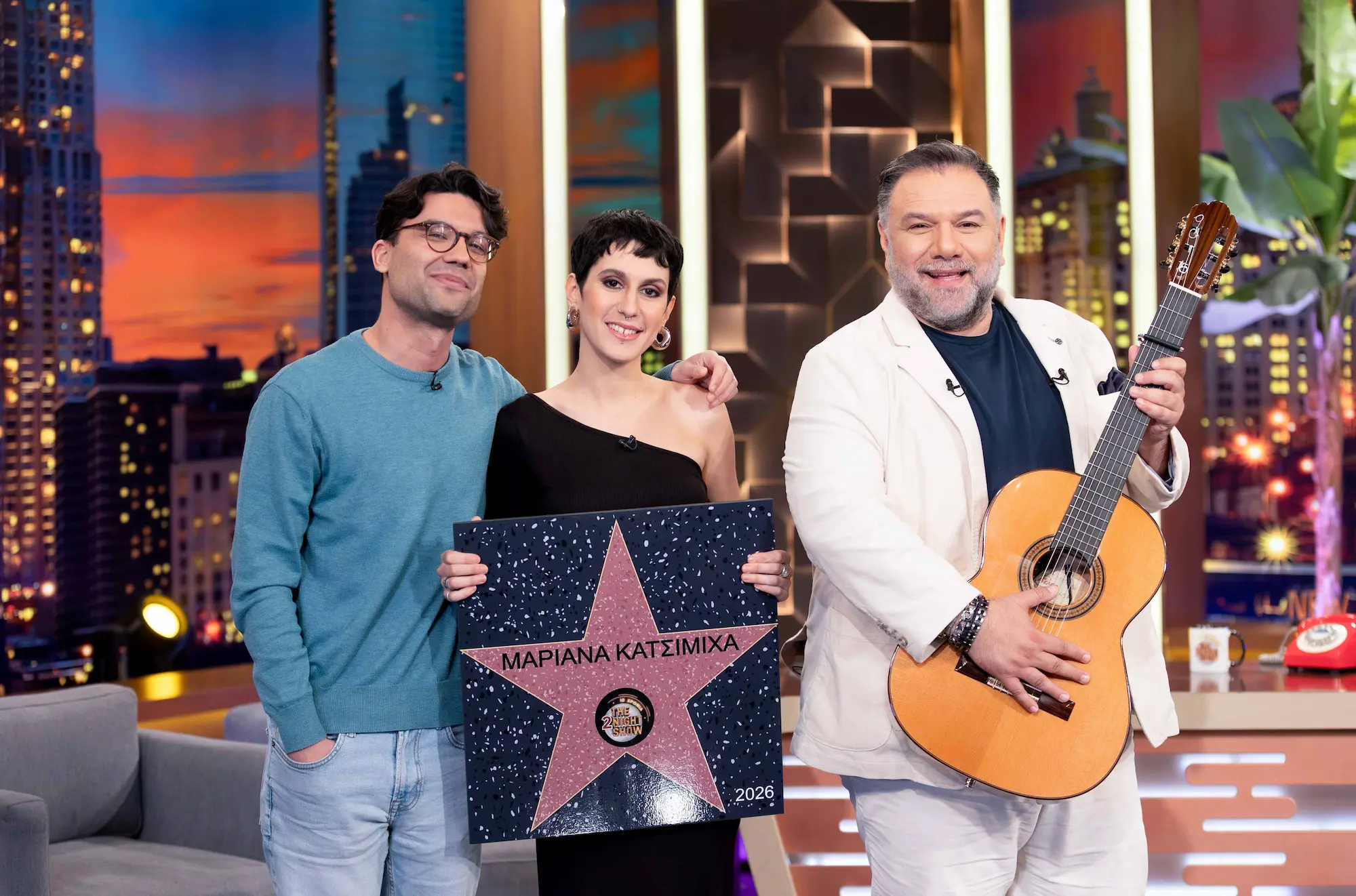 The 2Night Show: Δημήτρης Μπάκουλης, Μαριάννα Κατσιμίχα, Γρηγόρης Αρναούτογλου (Πηγή φωτογραφίας: ΑΝΤ1)