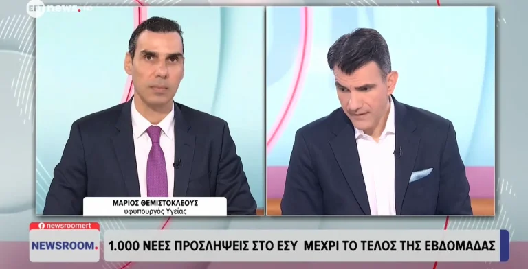 Θεμιστοκλέους: 1.000 προσλήψεις στο ΕΣΥ έως το τέλος της εβδομάδας