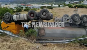 Σοβαρό τροχαίο στη Βόλου – Λάρισας: Φορτηγό αναποδογύρισε στο Σέσκλο