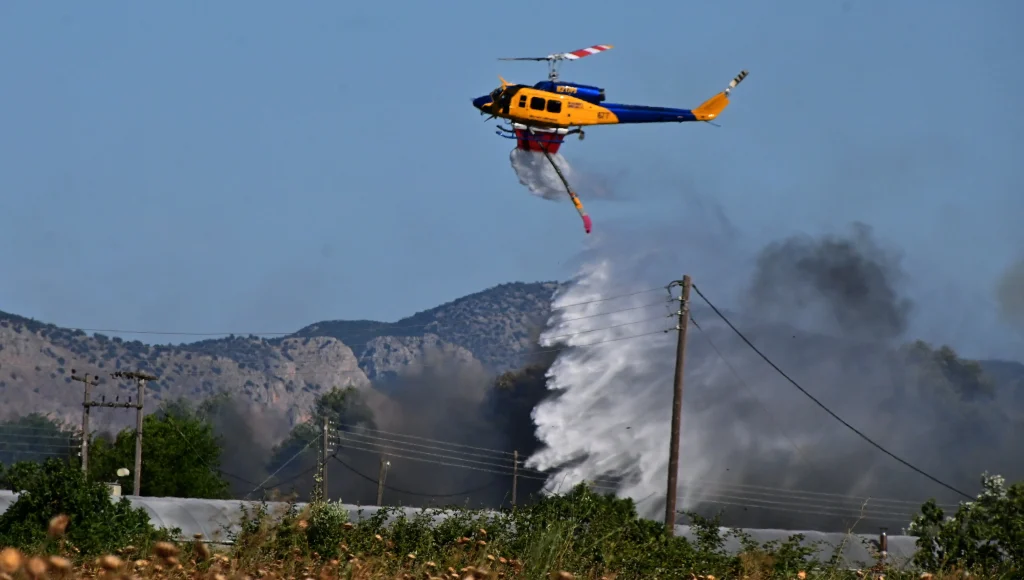 Φωτιά στην Εύβοια: Ενισχύθηκαν οι δυνάμεις στον Αλμυροπόταμο – Δύο μηνύματα από το 112