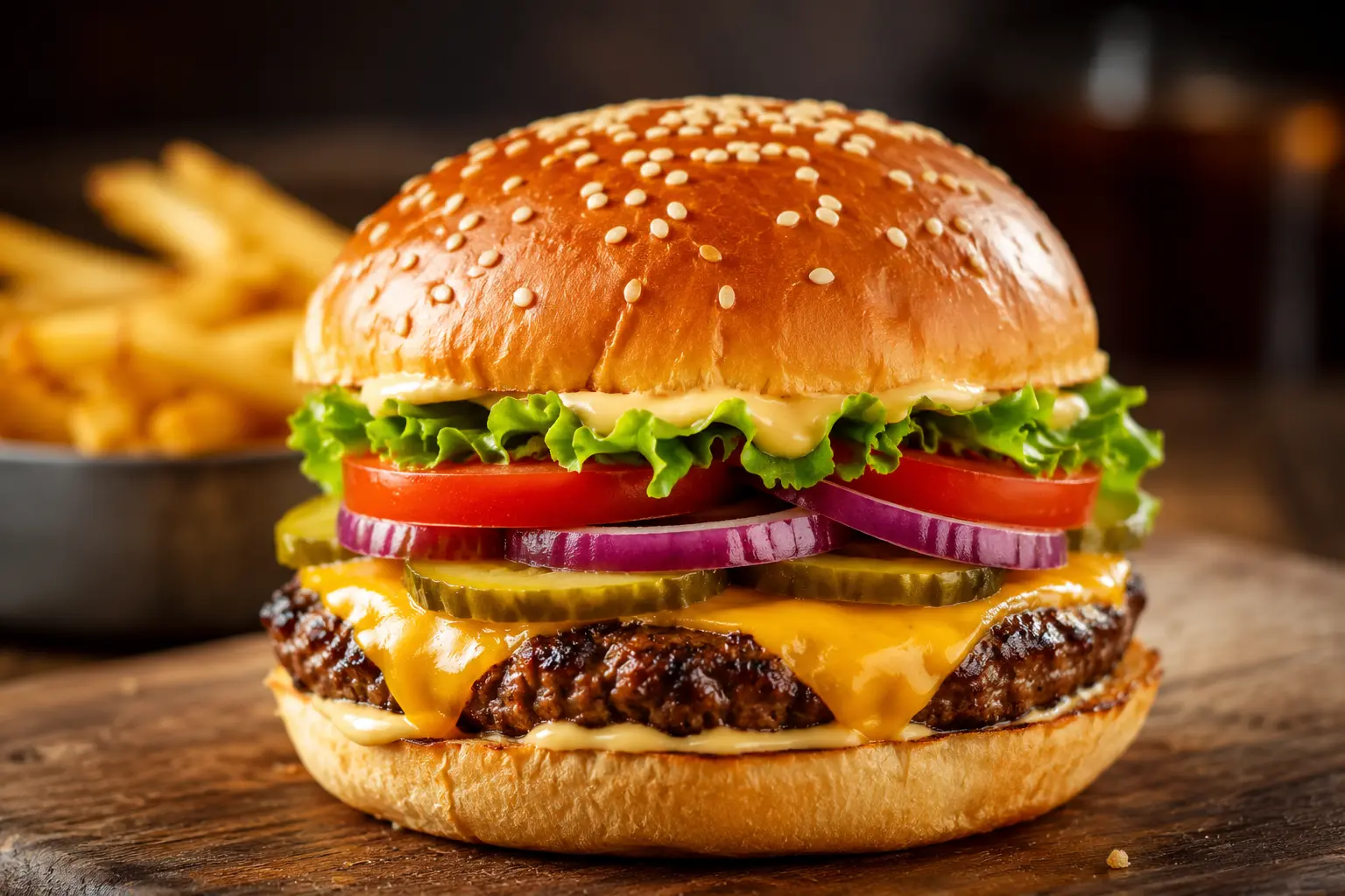 Ζουμερό cheeseburger με λιωμένο cheddar και αφράτο ψωμάκι